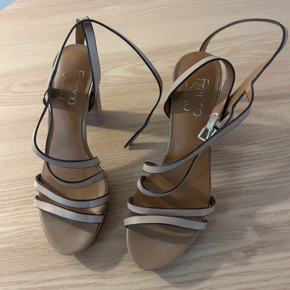 Franco Sarto Beige Strappy Heels